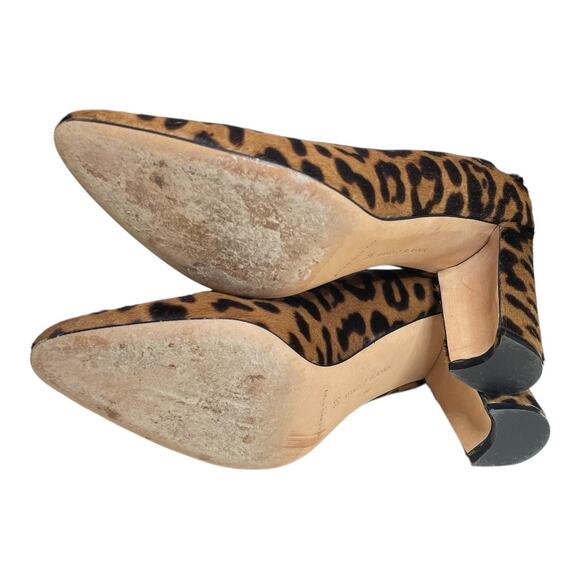Manolo Blahnik Leopard Pony Hair Block Heel Pumps Size 38 - Picture 7 of 8